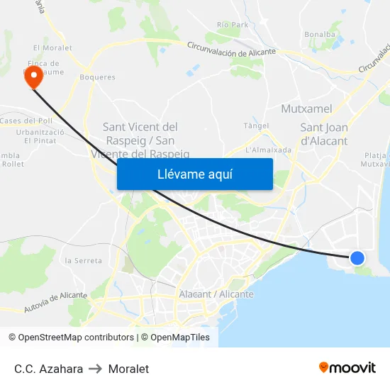 C.C. Azahara to Moralet map