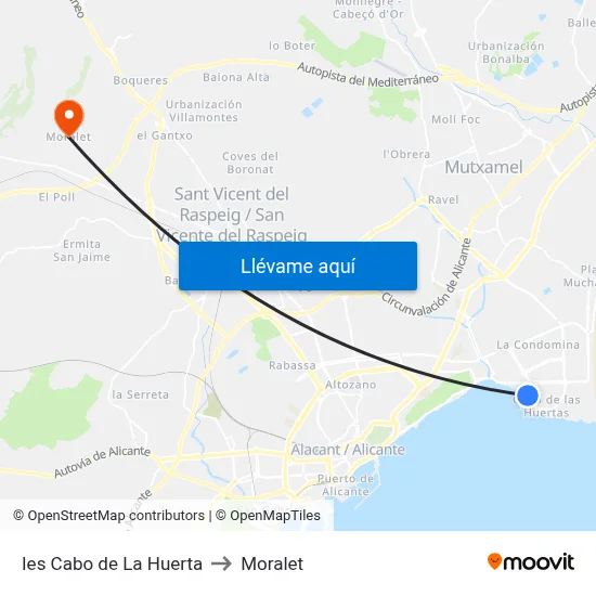 Ies Cabo de La Huerta to Moralet map