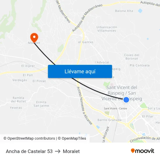 Ancha de Castelar 53 to Moralet map