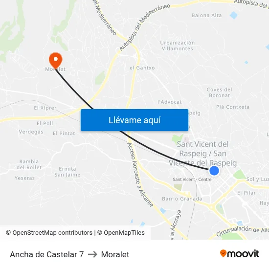 Ancha de Castelar 7 to Moralet map