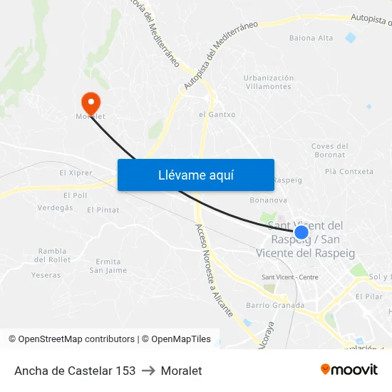 Ancha de Castelar 153 to Moralet map