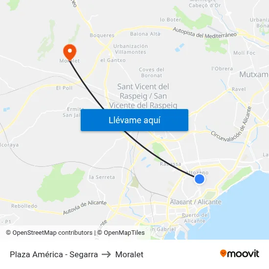 Plaza América - Segarra to Moralet map
