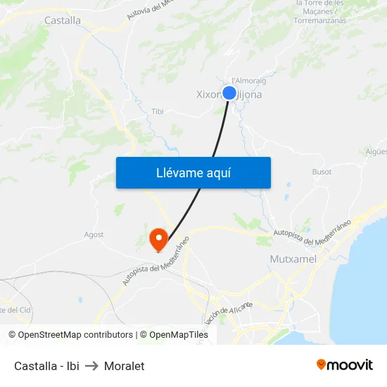 Castalla - Ibi to Moralet map