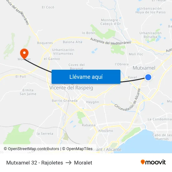 Mutxamel 32 - Rajoletes to Moralet map
