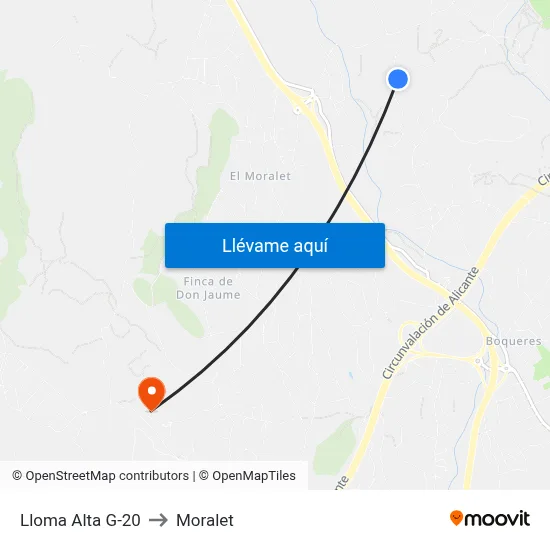 Lloma Alta G-20 to Moralet map