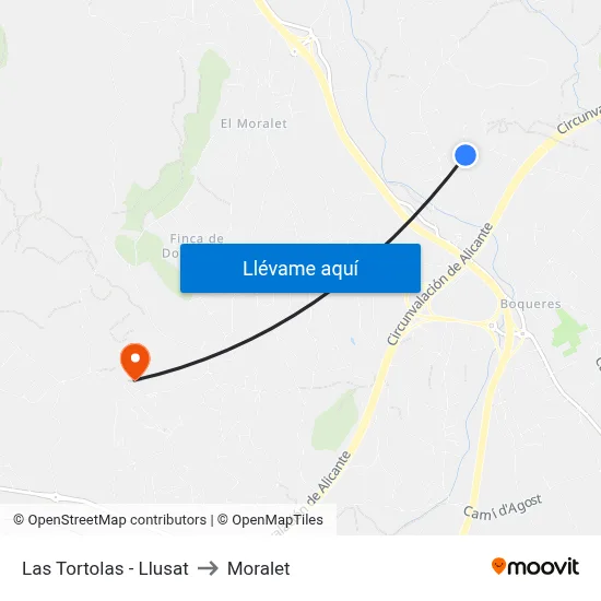 Las Tortolas - Llusat to Moralet map