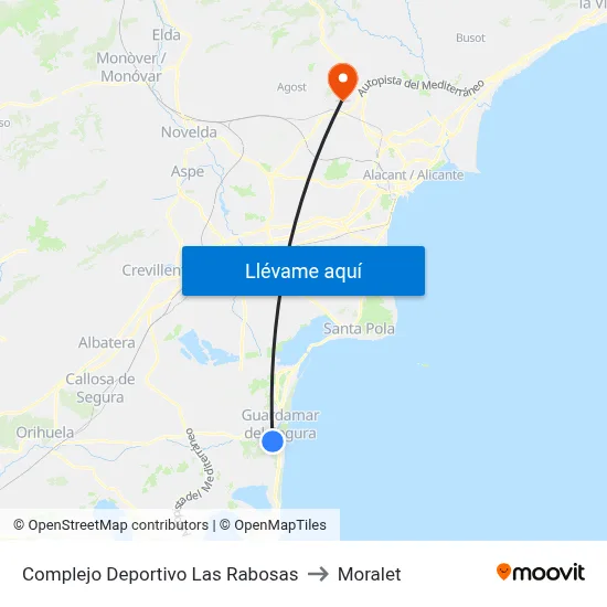 Complejo Deportivo Las Rabosas to Moralet map