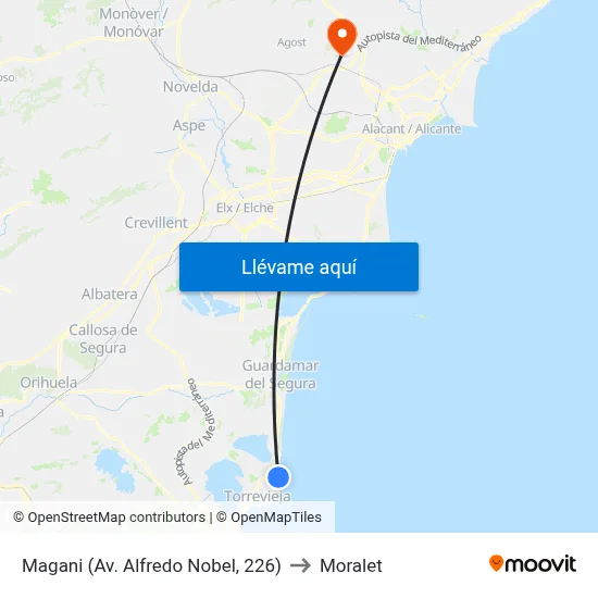 Magani (Av. Alfredo Nobel, 226) to Moralet map