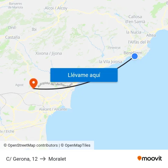 C/ Gerona, 12 to Moralet map