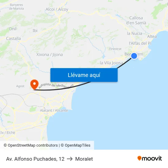 Av. Alfonso Puchades, 12 to Moralet map