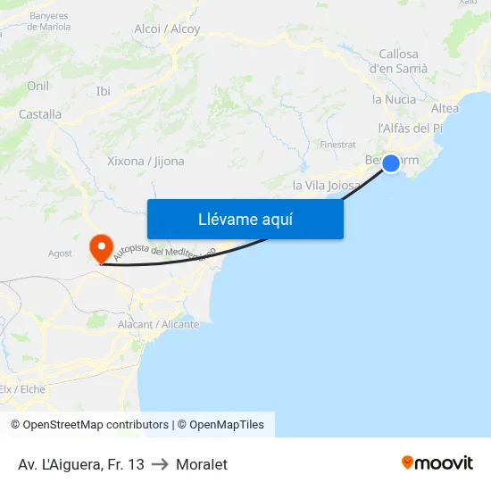 Av. L'Aiguera, Fr. 13 to Moralet map