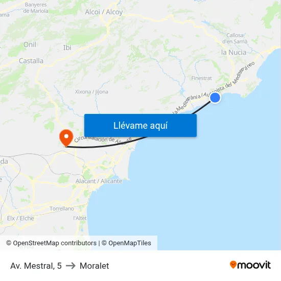 Av. Mestral, 5 to Moralet map