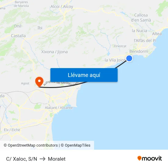 C/ Xaloc, S/N to Moralet map