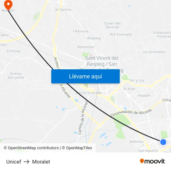 Unicef to Moralet map