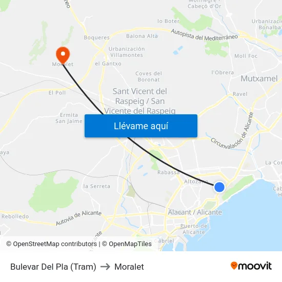 Bulevar Del Pla (Tram) to Moralet map