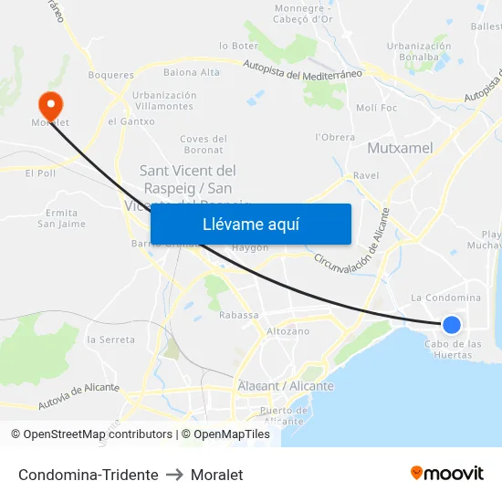 Condomina-Tridente to Moralet map