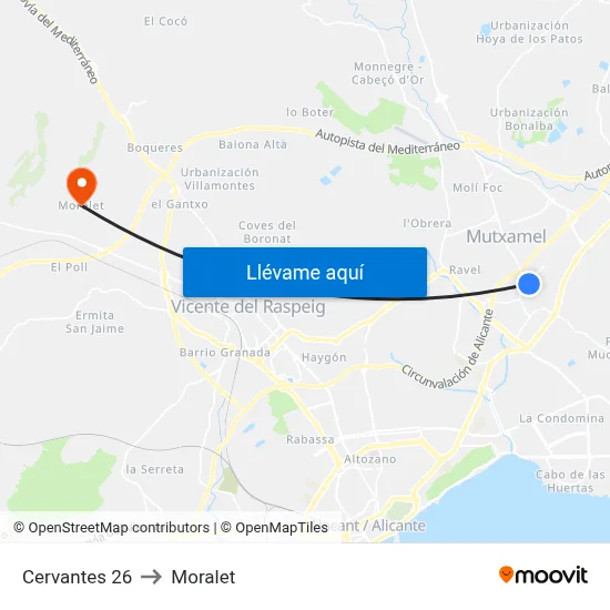 Cervantes 26 to Moralet map