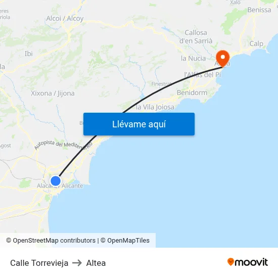 Calle Torrevieja to Altea map