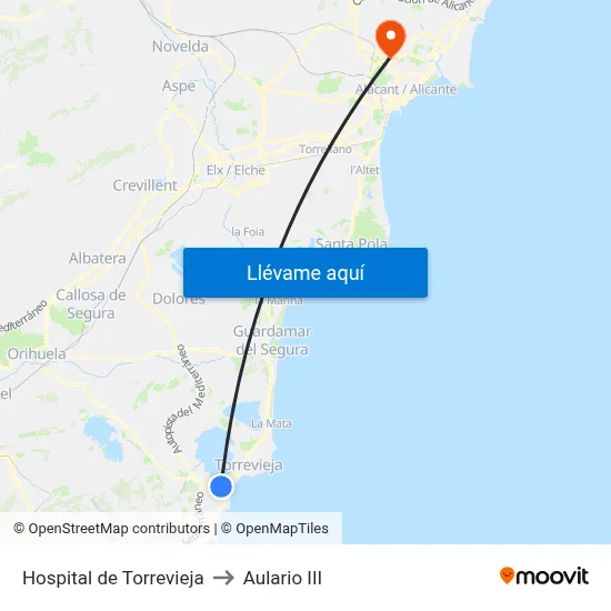 Hospital de Torrevieja to Aulario III map