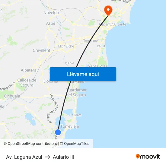 Av. Laguna Azul to Aulario III map