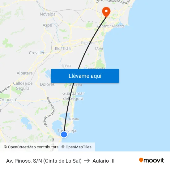 Av. Pinoso, S/N (Cinta de La Sal) to Aulario III map