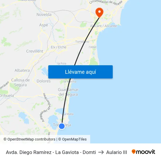 Avda. Diego Ramírez - La Gaviota - Domti to Aulario III map