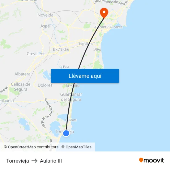 Torrevieja to Aulario III map