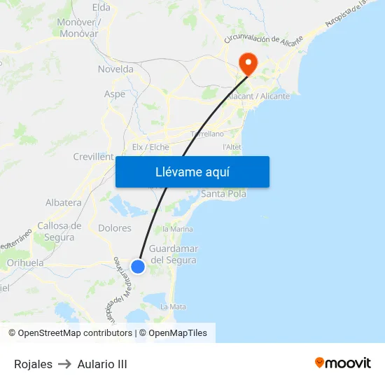 Rojales to Aulario III map