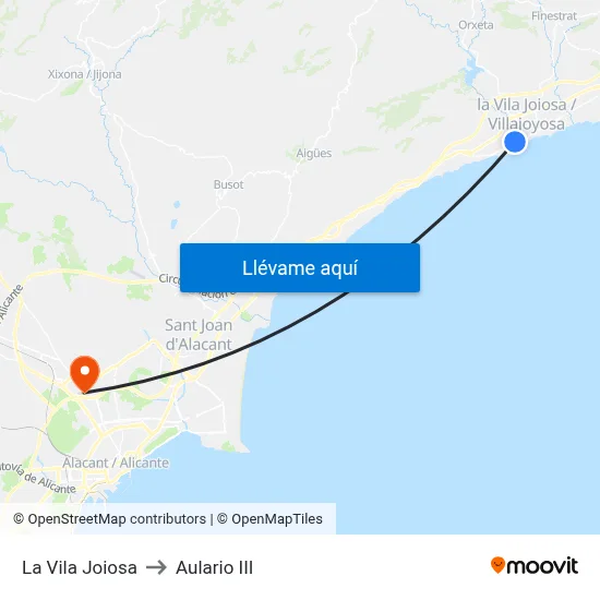 La Vila Joiosa to Aulario III map