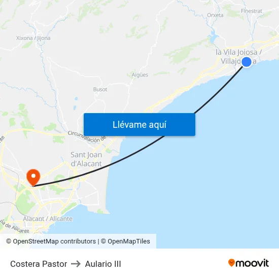 Costera Pastor to Aulario III map