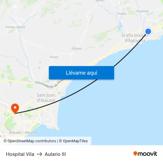 Hospital Vila to Aulario III map