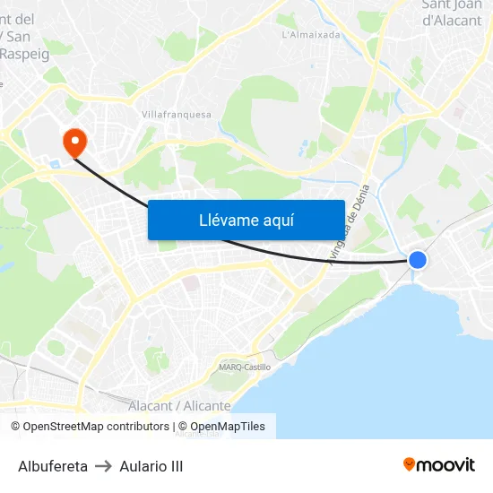 Albufereta to Aulario III map