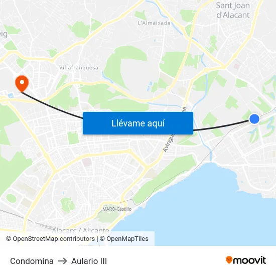 Condomina to Aulario III map
