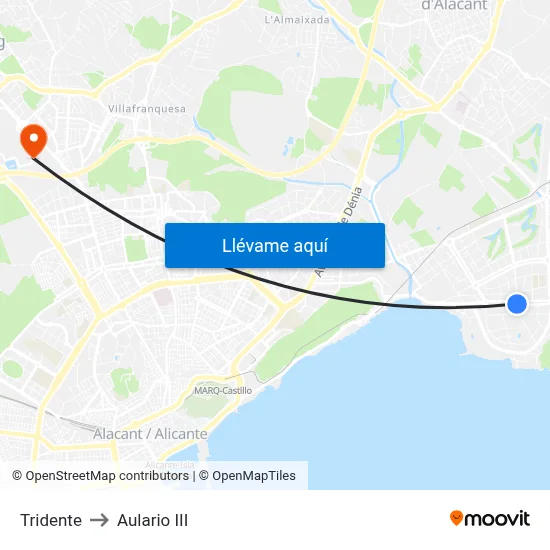 Tridente to Aulario III map