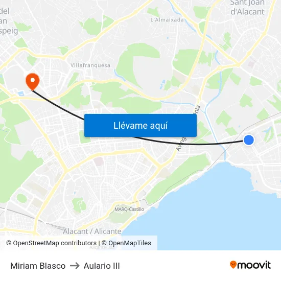 Miriam Blasco to Aulario III map
