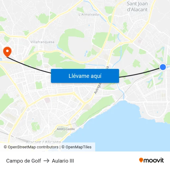 Campo de Golf to Aulario III map