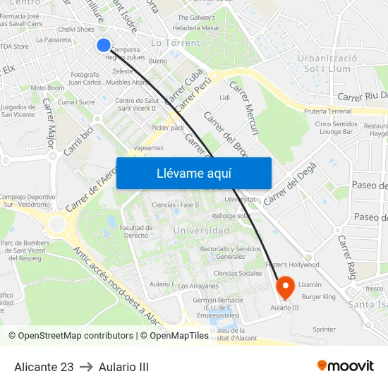 Alicante 23 to Aulario III map