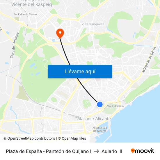 Plaza de España - Panteón de Quijano I to Aulario III map