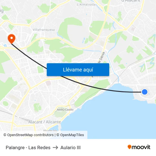 Palangre - Las Redes to Aulario III map