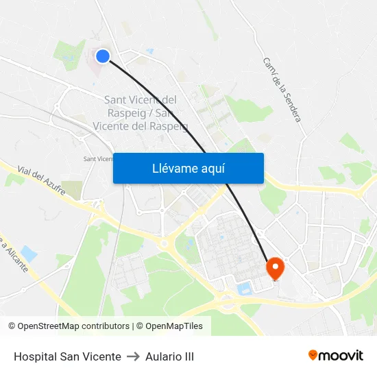 Hospital San Vicente to Aulario III map