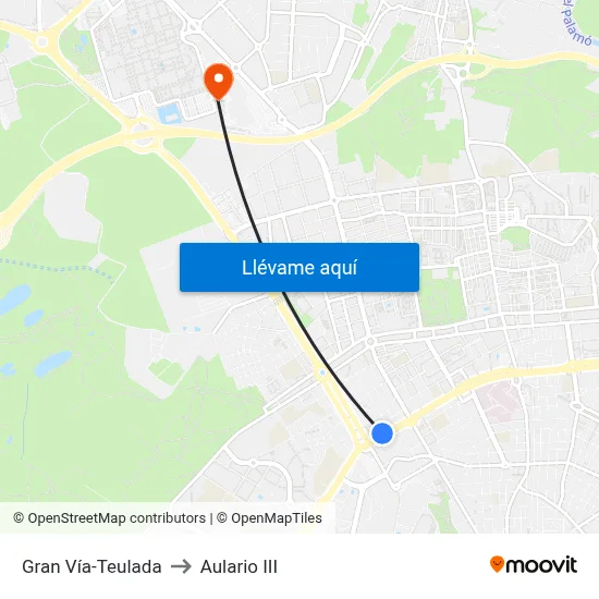 Gran Vía-Teulada to Aulario III map