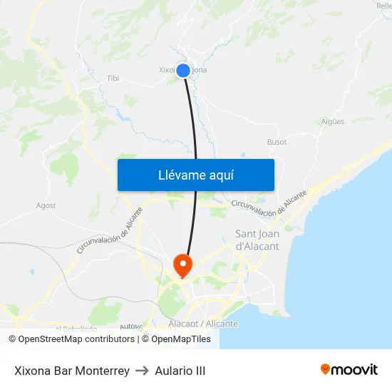 Xixona Bar Monterrey to Aulario III map