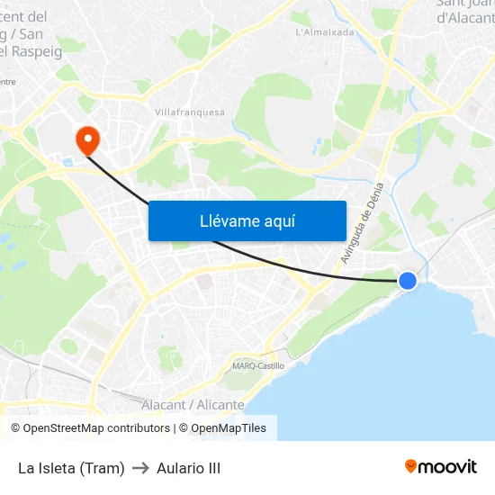 La Isleta (Tram) to Aulario III map