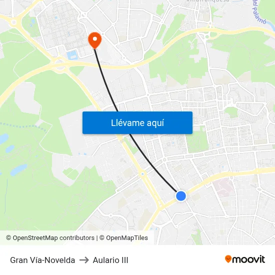 Gran Vía-Novelda to Aulario III map