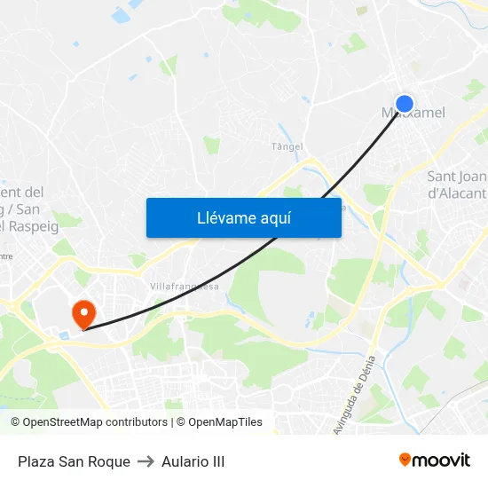 Plaza San Roque to Aulario III map