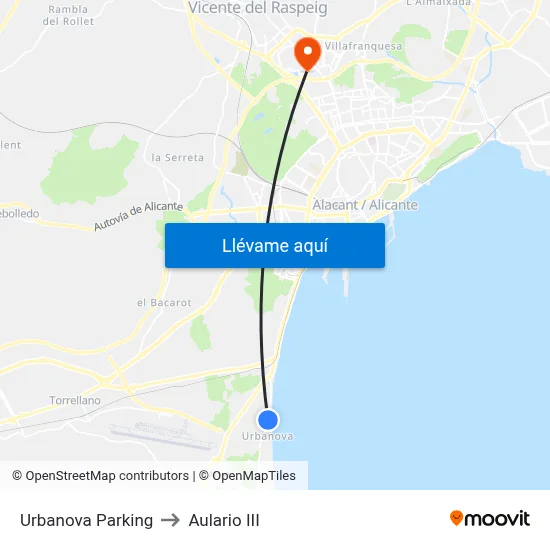 Urbanova Parking to Aulario III map