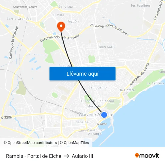 Rambla - Portal de Elche to Aulario III map