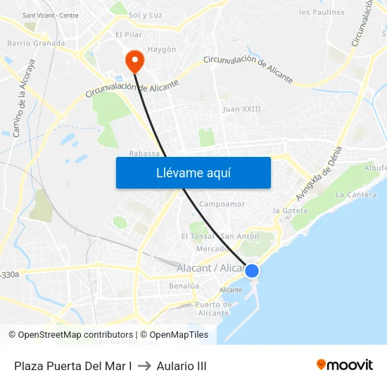 Plaza Puerta Del Mar I to Aulario III map