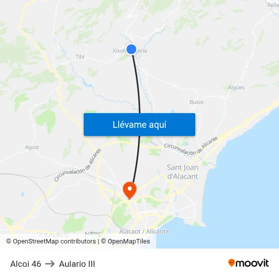 Alcoi 46 to Aulario III map