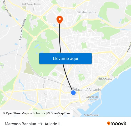 Mercado Benalua to Aulario III map